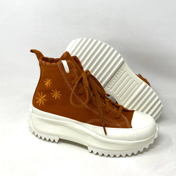Converse Run Star High Platform Casual Sneakers For Women Suede Brown A04299C - Picture 7 of 9